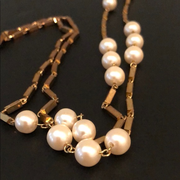 Jewelry - VINTAGE PEARLS W/ BRONZE GOLDTONE BARS